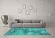 Machine Washable Oriental Turquoise Industrial Area Rugs in a Living Room,, wshurb2616turq