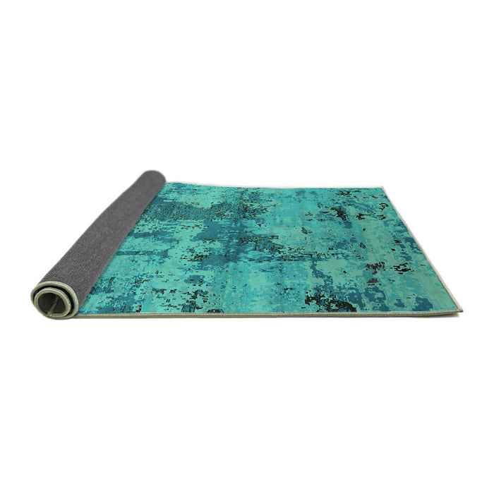 Sideview of Oriental Turquoise Industrial Rug, urb2616turq