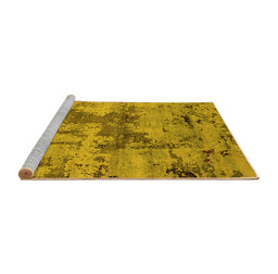 Sideview of Machine Washable Oriental Yellow Industrial Rug, wshurb2616yw