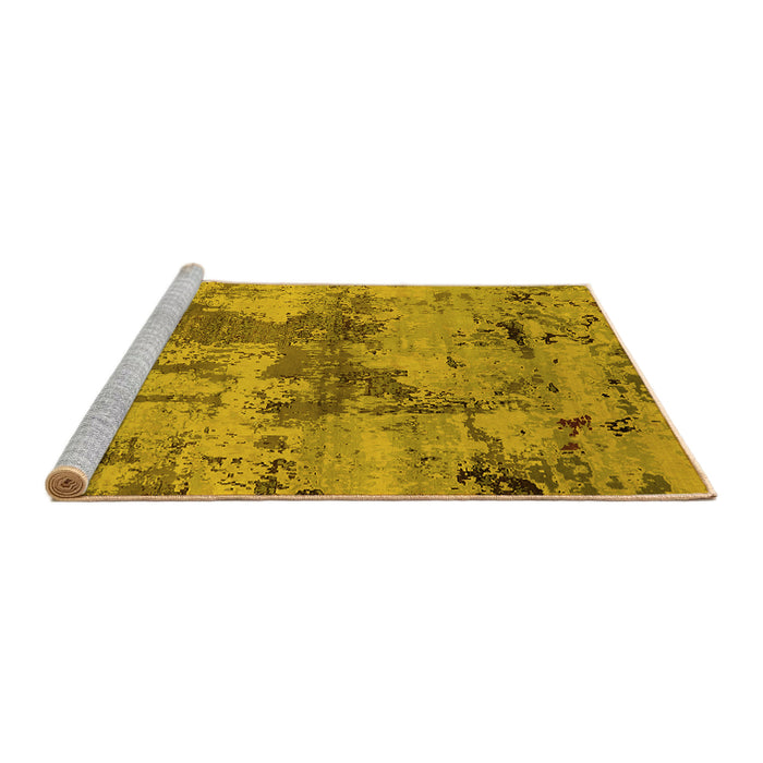 Sideview of Machine Washable Oriental Yellow Industrial Rug, wshurb2616yw