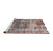 Sideview of Machine Washable Industrial Modern Khaki Rose Pink Rug, wshurb2617