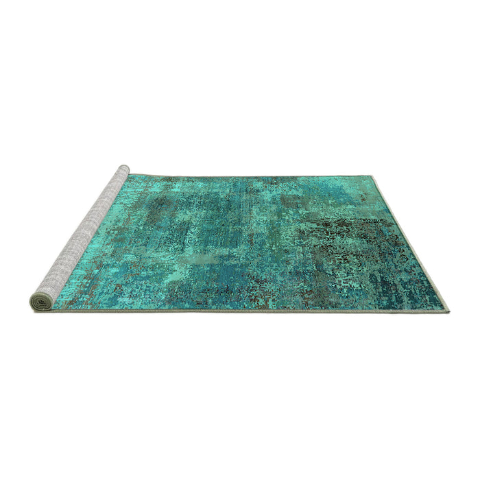 Sideview of Machine Washable Oriental Turquoise Industrial Area Rugs, wshurb2617turq
