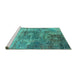 Sideview of Machine Washable Oriental Turquoise Industrial Area Rugs, wshurb2617turq