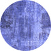 Round Oriental Blue Industrial Rug, urb2617blu