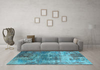 Machine Washable Oriental Light Blue Industrial Rug, wshurb2617lblu