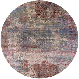 Round Machine Washable Industrial Modern Khaki Rose Pink Rug, wshurb2617