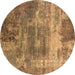 Round Oriental Brown Industrial Rug, urb2617brn