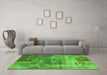 Machine Washable Oriental Green Industrial Area Rugs in a Living Room,, wshurb2617grn