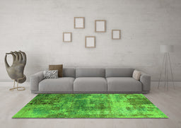 Machine Washable Oriental Green Industrial Area Rugs in a Living Room,, wshurb2617grn