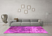 Machine Washable Oriental Pink Industrial Rug in a Living Room, wshurb2617pnk
