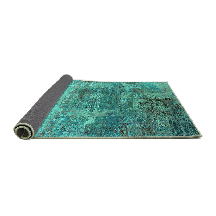 Sideview of Oriental Turquoise Industrial Rug, urb2617turq