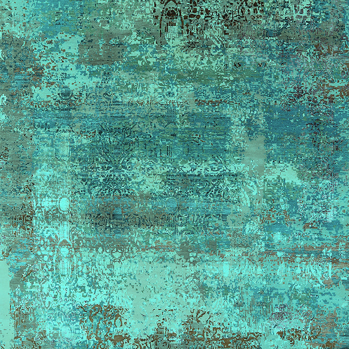 Machine Washable Oriental Turquoise Industrial Area Rugs, wshurb2617turq
