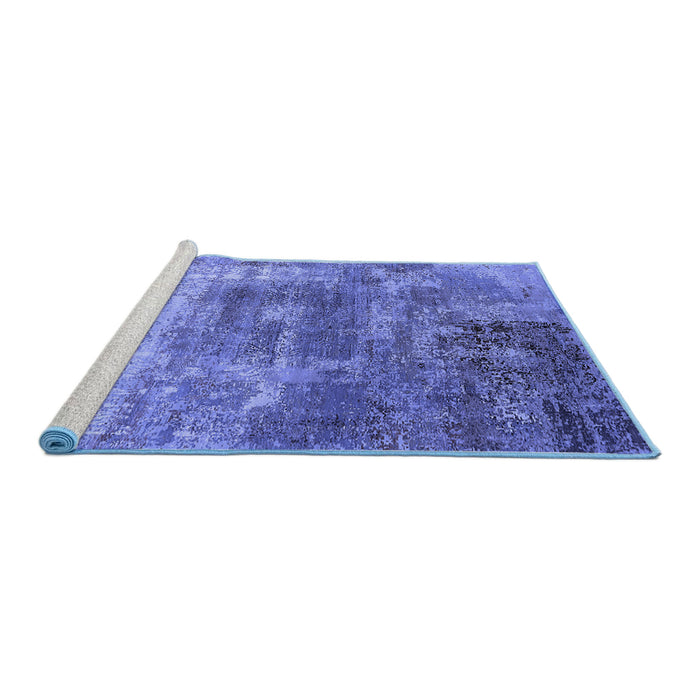 Sideview of Machine Washable Oriental Blue Industrial Rug, wshurb2617blu