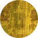 Round Machine Washable Oriental Yellow Industrial Rug, wshurb2617yw