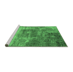 Sideview of Machine Washable Oriental Emerald Green Industrial Area Rugs, wshurb2617emgrn