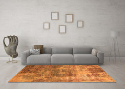 Machine Washable Oriental Orange Industrial Area Rugs in a Living Room, wshurb2617org