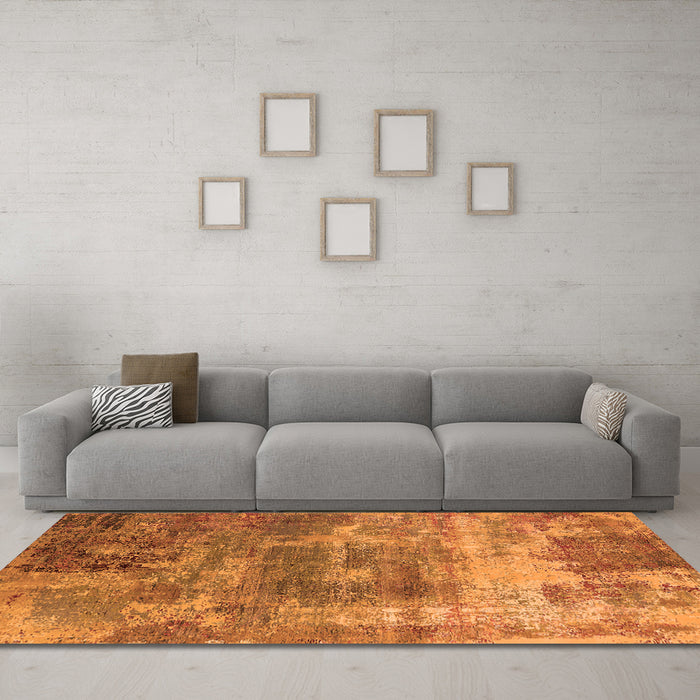 Machine Washable Oriental Orange Industrial Area Rugs in a Living Room, wshurb2617org