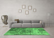 Machine Washable Oriental Emerald Green Industrial Area Rugs in a Living Room,, wshurb2617emgrn