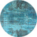 Round Oriental Light Blue Industrial Rug, urb2617lblu