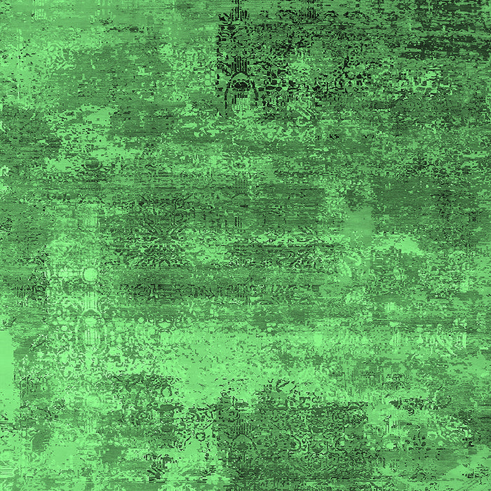 Square Machine Washable Oriental Emerald Green Industrial Area Rugs, wshurb2617emgrn