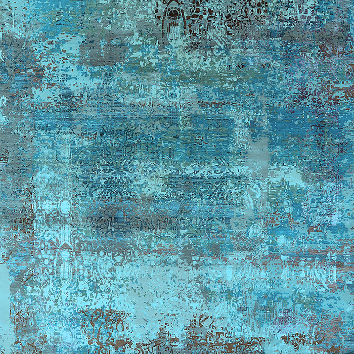Machine Washable Oriental Light Blue Industrial Rug, wshurb2617lblu