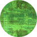 Round Oriental Green Industrial Rug, urb2617grn