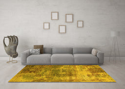 Machine Washable Oriental Yellow Industrial Rug in a Living Room, wshurb2617yw