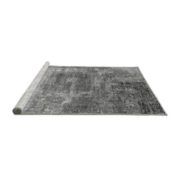 Sideview of Machine Washable Oriental Gray Industrial Rug, wshurb2617gry