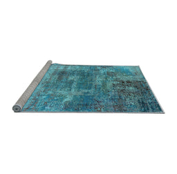 Sideview of Machine Washable Oriental Light Blue Industrial Rug, wshurb2617lblu