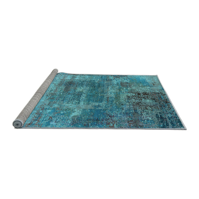 Sideview of Machine Washable Oriental Light Blue Industrial Rug, wshurb2617lblu