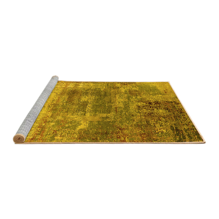 Sideview of Machine Washable Oriental Yellow Industrial Rug, wshurb2617yw