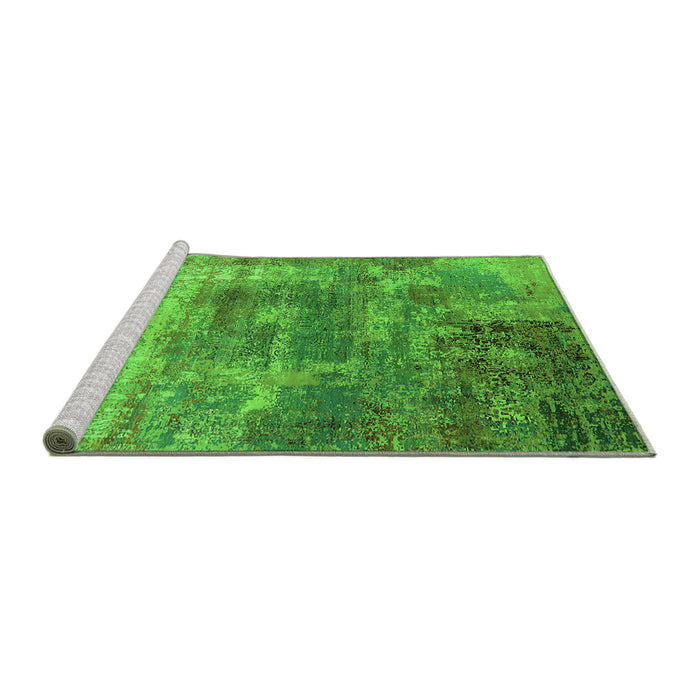 Sideview of Machine Washable Oriental Green Industrial Area Rugs, wshurb2617grn