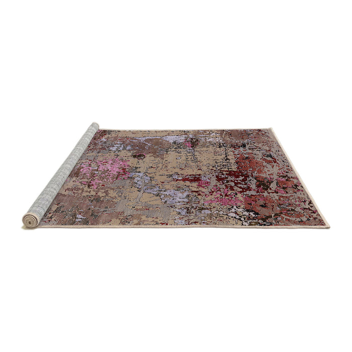 Sideview of Machine Washable Industrial Modern Chestnut Brown Rug, wshurb2618