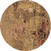 Round Oriental Brown Industrial Rug, urb2618brn