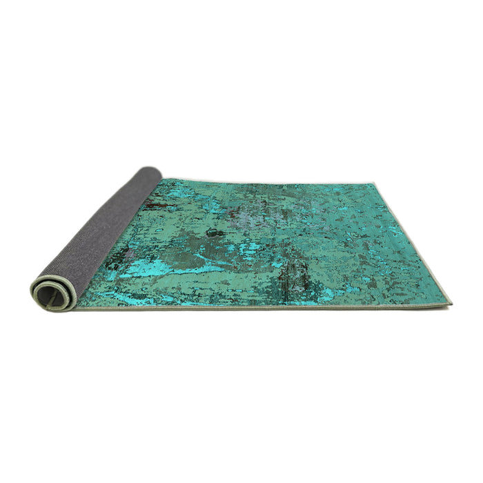 Sideview of Oriental Turquoise Industrial Rug, urb2618turq