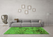 Machine Washable Oriental Green Industrial Area Rugs in a Living Room,, wshurb2618grn