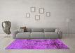 Machine Washable Oriental Purple Industrial Area Rugs in a Living Room, wshurb2618pur