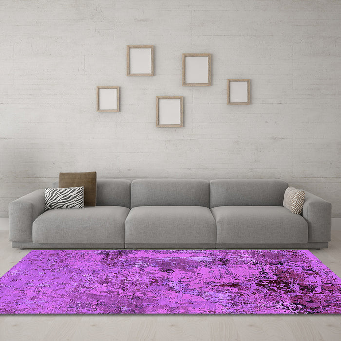 Machine Washable Oriental Purple Industrial Area Rugs in a Living Room, wshurb2618pur