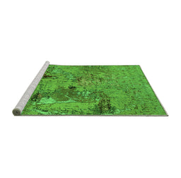 Sideview of Machine Washable Oriental Green Industrial Area Rugs, wshurb2618grn