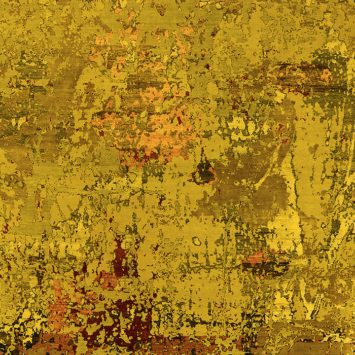 Machine Washable Oriental Yellow Industrial Rug, wshurb2618yw