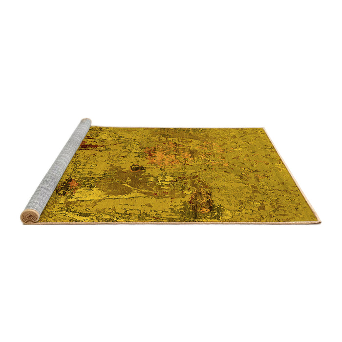 Sideview of Machine Washable Oriental Yellow Industrial Rug, wshurb2618yw