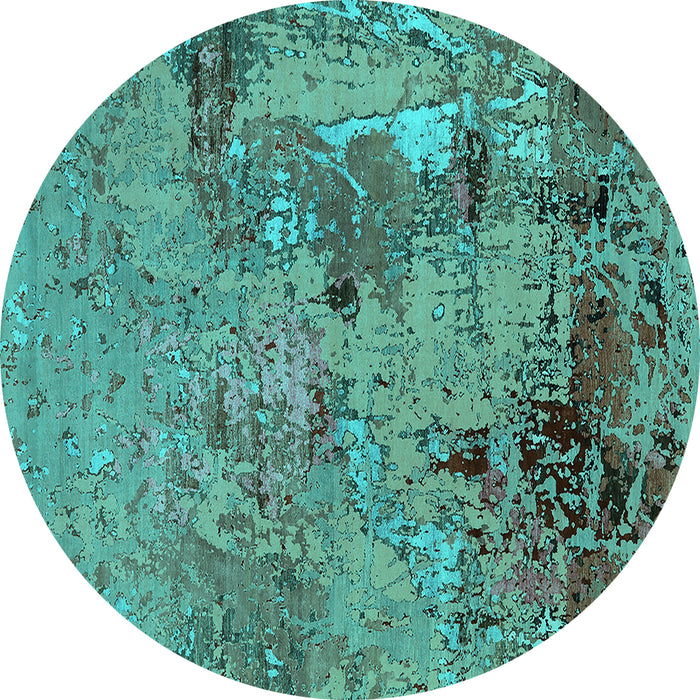 Round Oriental Turquoise Industrial Rug, urb2618turq