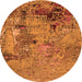 Round Oriental Orange Industrial Rug, urb2618org