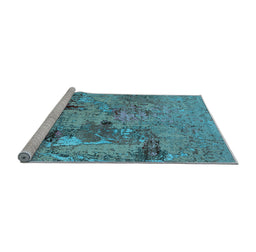 Sideview of Machine Washable Oriental Light Blue Industrial Rug, wshurb2618lblu