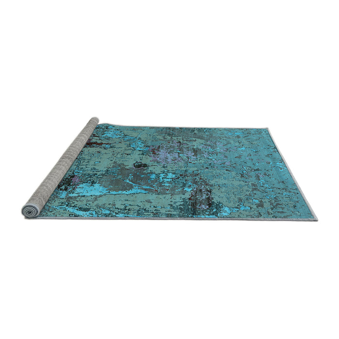 Sideview of Machine Washable Oriental Light Blue Industrial Rug, wshurb2618lblu