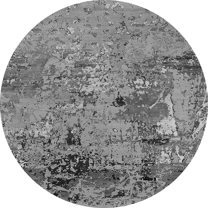 Round Machine Washable Oriental Gray Industrial Rug, wshurb2618gry