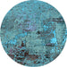 Round Oriental Light Blue Industrial Rug, urb2618lblu