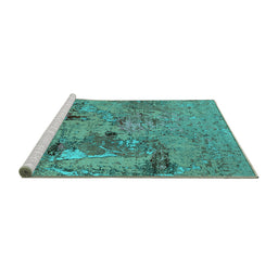 Sideview of Machine Washable Oriental Turquoise Industrial Area Rugs, wshurb2618turq