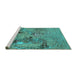 Sideview of Machine Washable Oriental Turquoise Industrial Area Rugs, wshurb2618turq