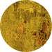 Round Oriental Yellow Industrial Rug, urb2618yw